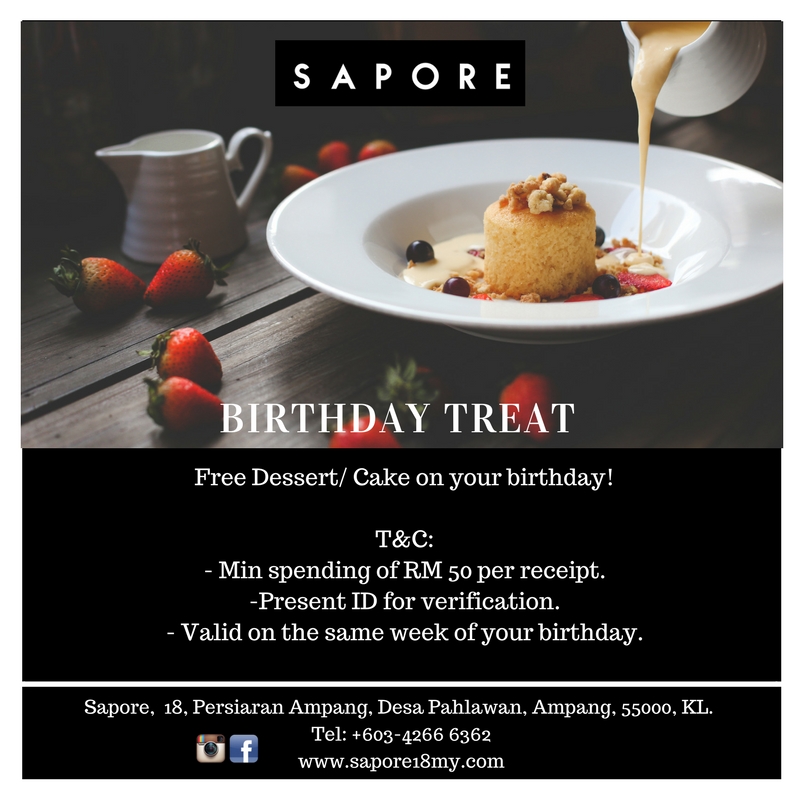Sapore Ampang Birthday Treat